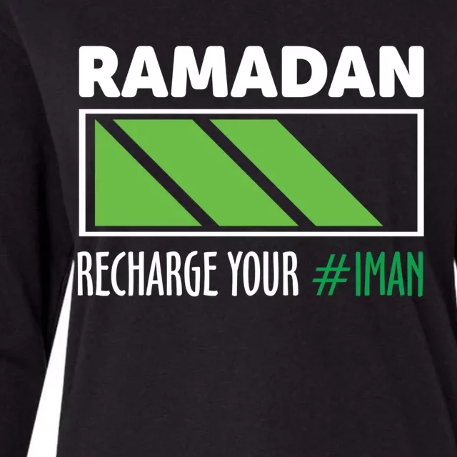 Ramadan Recharge Your I Fasting Muslim Ramadan Kareem Funny Gift Womens Cotton Relaxed Long Sleeve T-Shirt