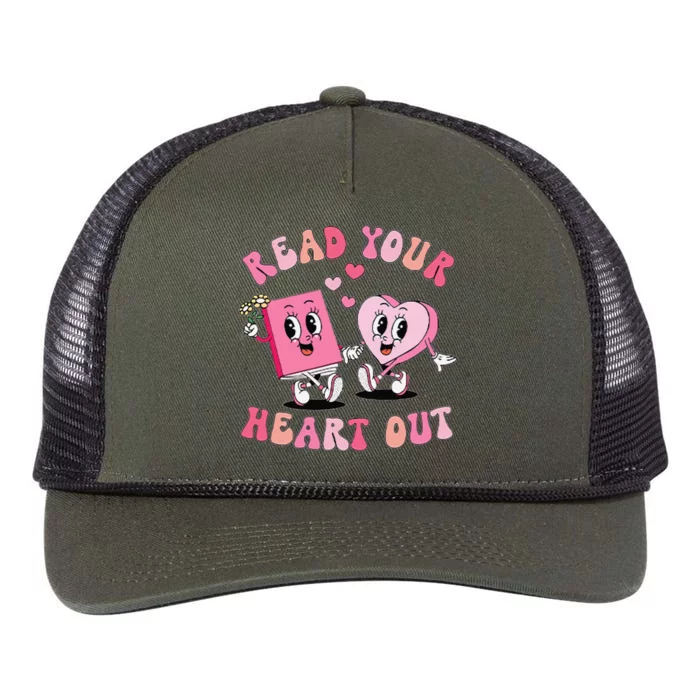 Retro Read Your Heart Out ValentineS Day Teacher Book Lover Retro Rope Trucker Hat Cap