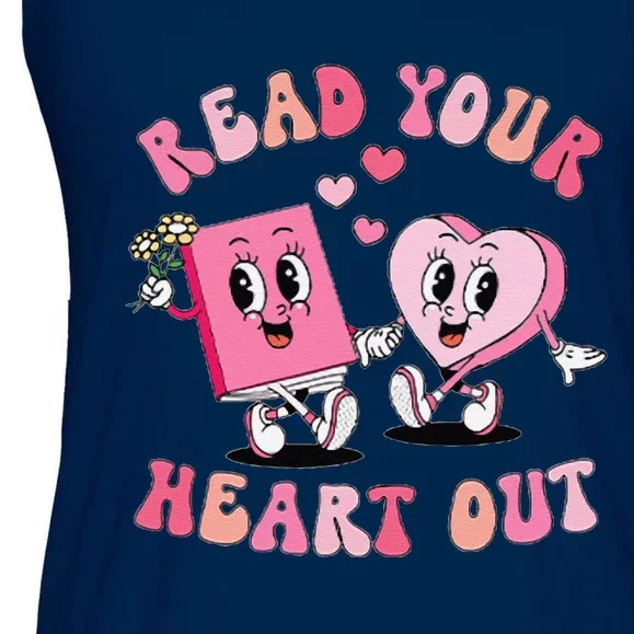 Retro Read Your Heart Out ValentineS Day Teacher Book Lover Ladies Essential Flowy Tank