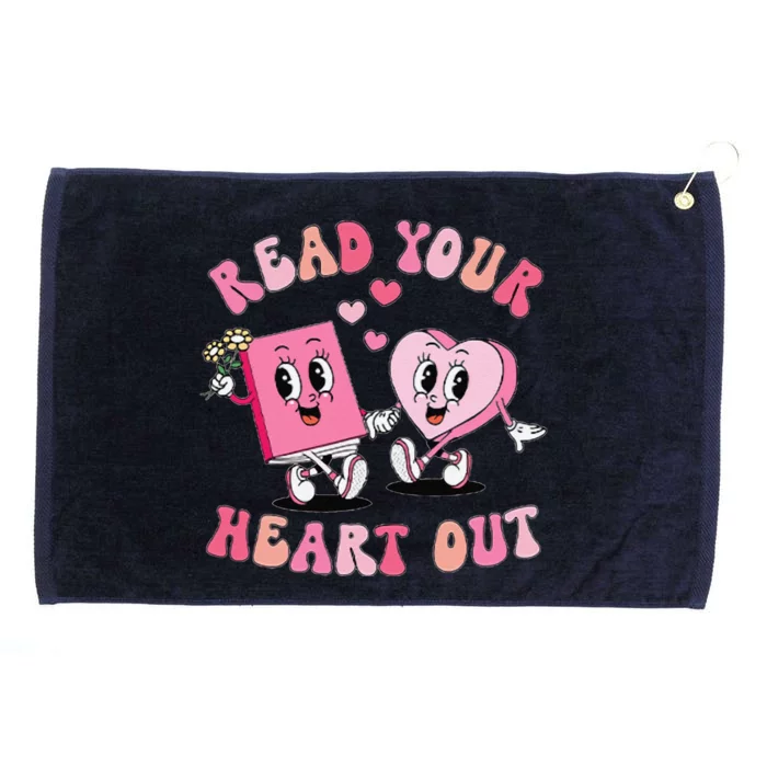 Retro Read Your Heart Out ValentineS Day Teacher Book Lover Grommeted Golf Towel