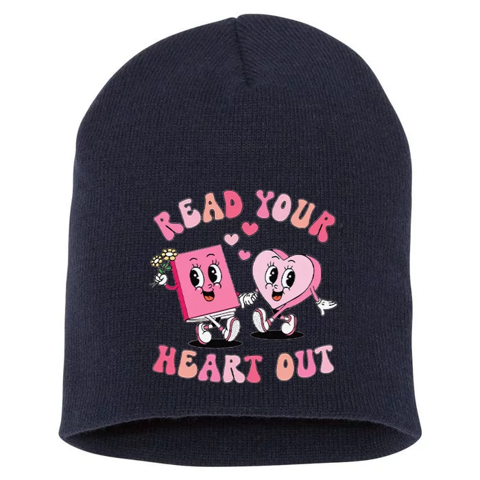 Retro Read Your Heart Out ValentineS Day Teacher Book Lover Short Acrylic Beanie