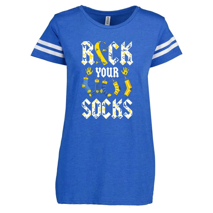 Ribbon Rock Your Socks Gift For Down Syndrome Awareness Enza Ladies Jersey Football T-Shirt