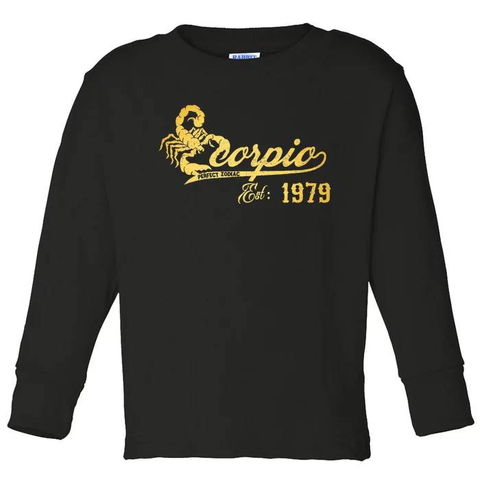 Retro Scorpio 1979  44 Years Old 44th Birthday Toddler Long Sleeve Shirt