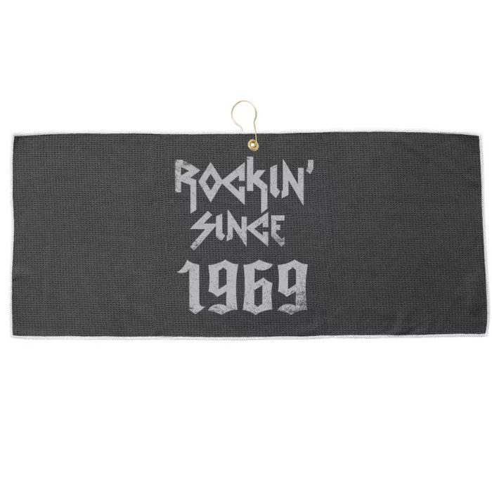 Rockin Since 1969 Classic Rock Year Of Birth Birthday Large Microfiber Waffle Golf Towel