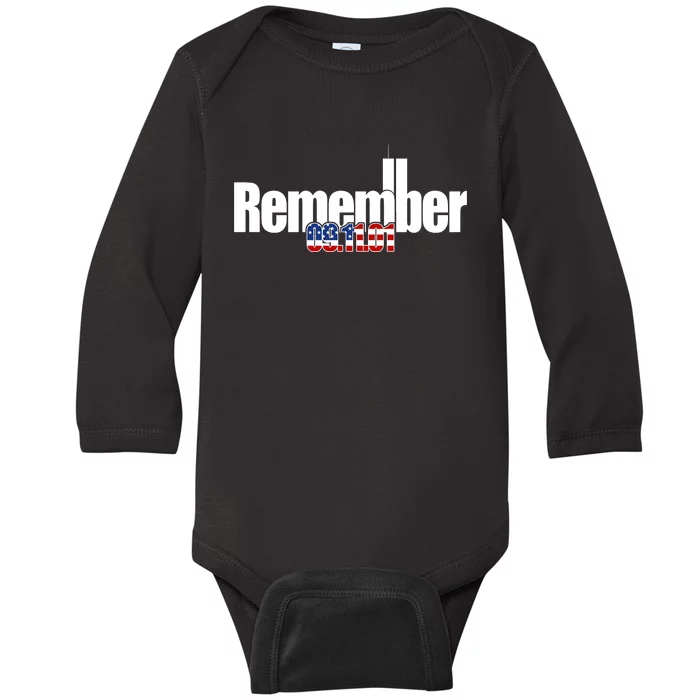 Remember September 11th 09.11.01 Baby Long Sleeve Bodysuit