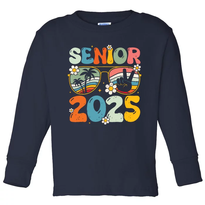 Retro Senior 2025 Back To School Class Of 2025 Graduation Toddler Long Sleeve Shirt