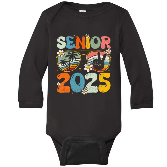 Retro Senior 2025 Back To School Class Of 2025 Graduation Baby Long Sleeve Bodysuit