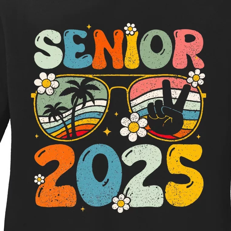 Retro Senior 2025 Back To School Class Of 2025 Graduation Ladies Long Sleeve Shirt