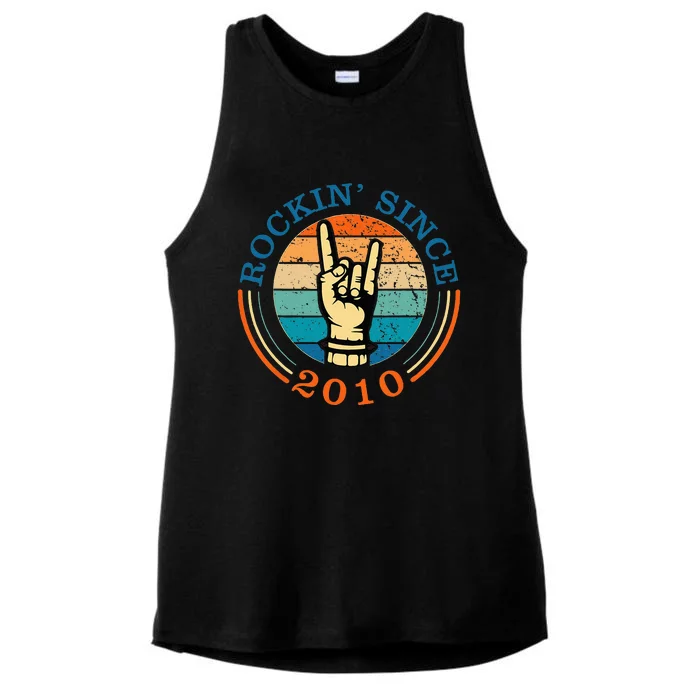 Rockin Since 2010 For Classic Rock Music Ladies Tri-Blend Wicking Tank