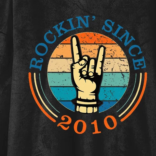 Rockin Since 2010 For Classic Rock Music Hooded Wearable Blanket