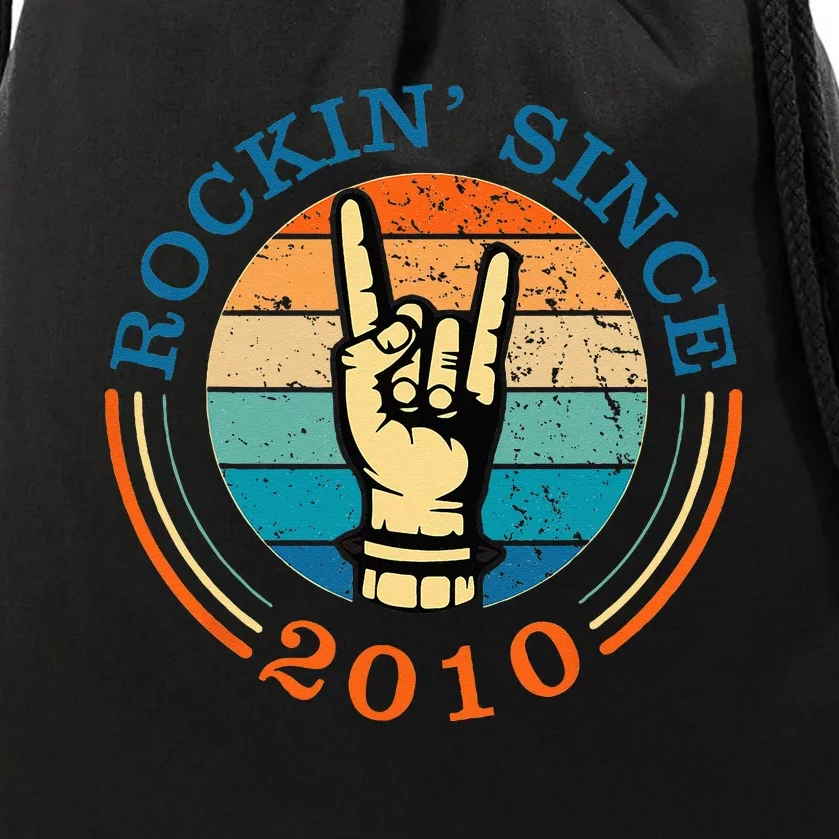 Rockin Since 2010 For Classic Rock Music Drawstring Bag