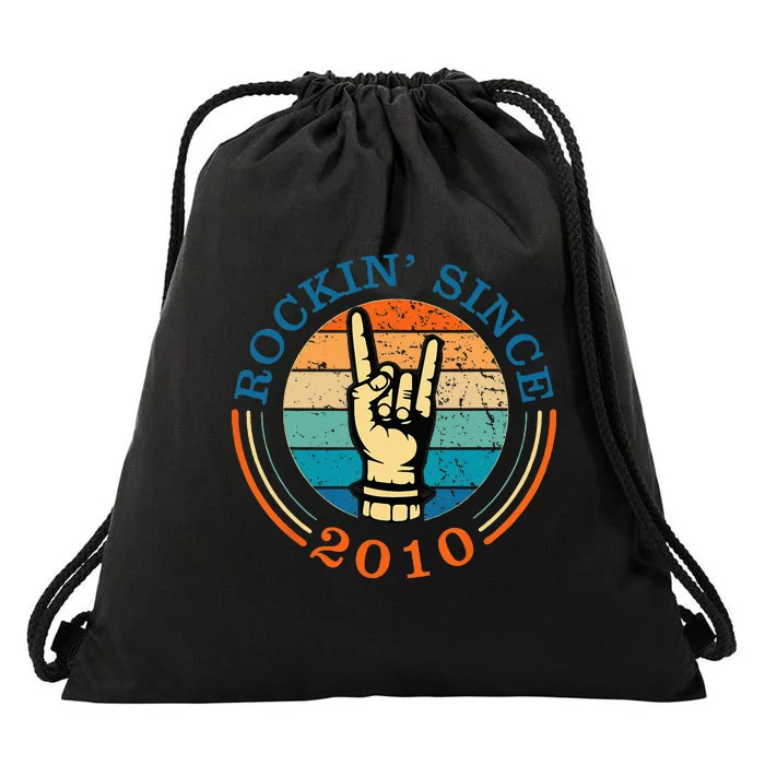 Rockin Since 2010 For Classic Rock Music Drawstring Bag