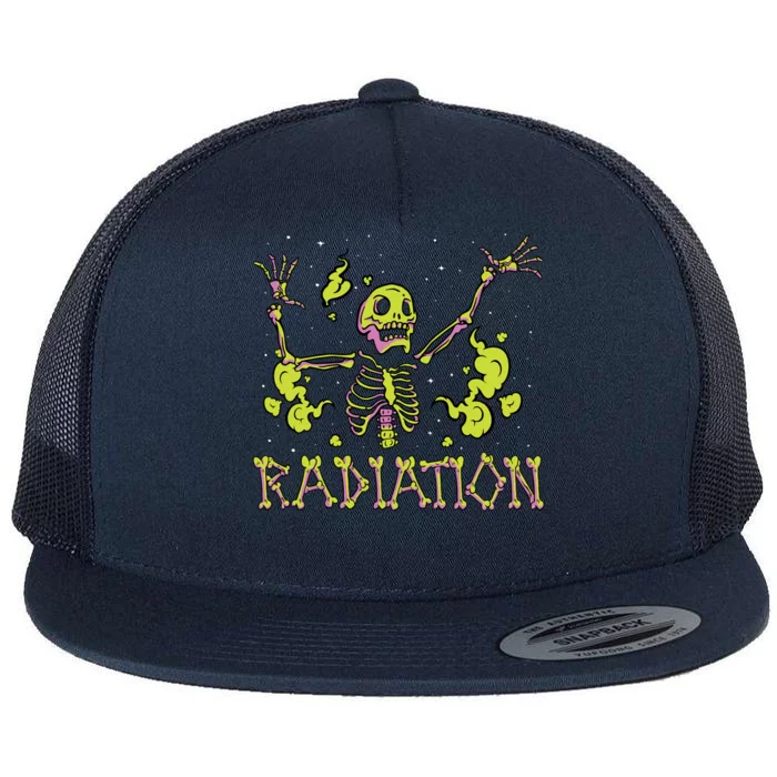 Radiation Skeleton Flat Bill Trucker Hat