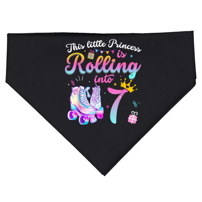 Roller Skate 7th Birthday Shirt 7 Year Old Girl Party Outfit USA-Made Doggie Bandana