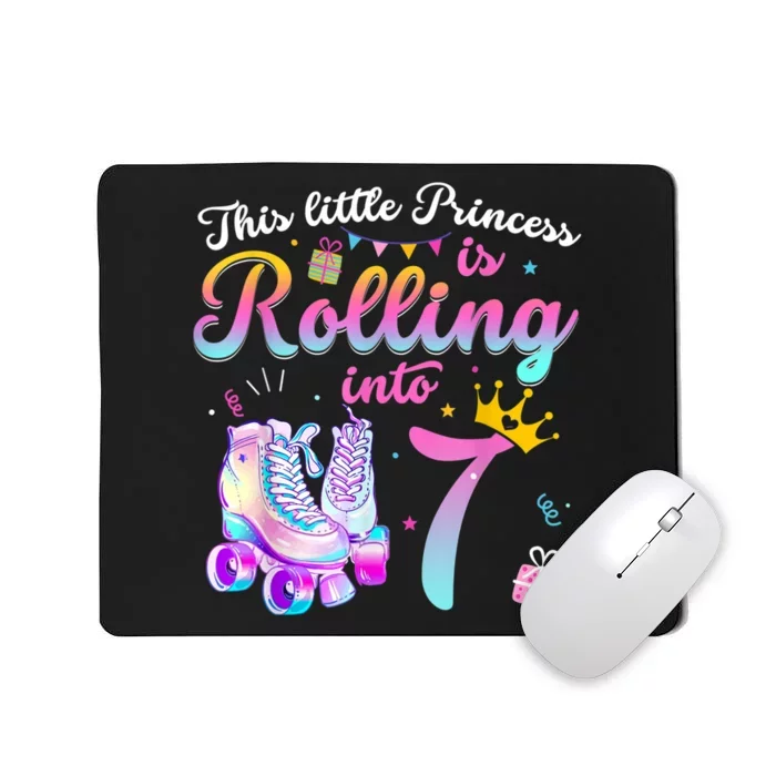 Roller Skate 7th Birthday Shirt 7 Year Old Girl Party Outfit Mousepad