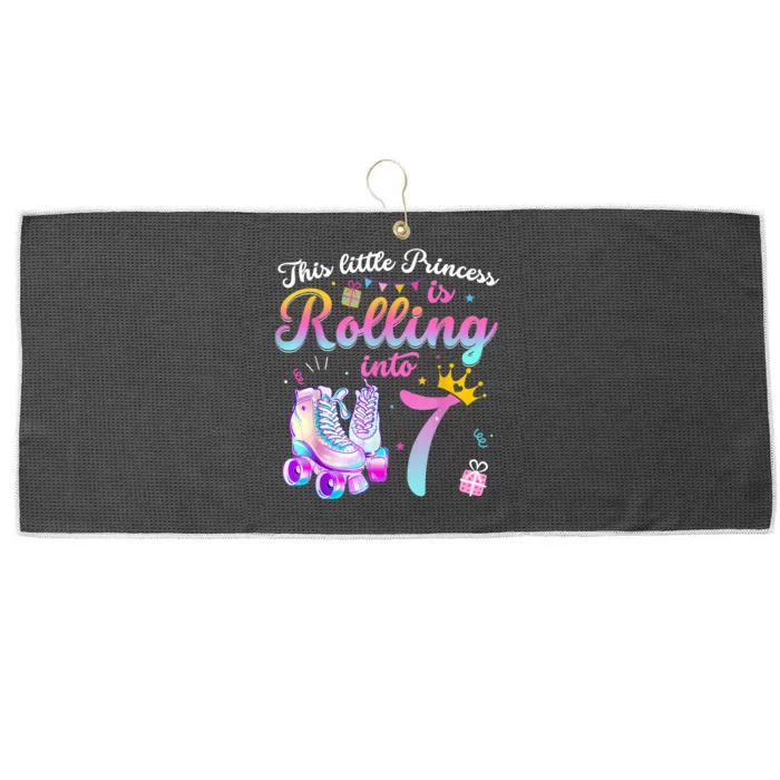 Roller Skate 7th Birthday Shirt 7 Year Old Girl Party Outfit Large Microfiber Waffle Golf Towel