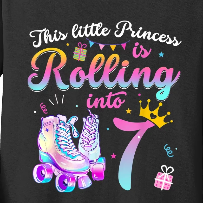 Roller Skate 7th Birthday Shirt 7 Year Old Girl Party Outfit Kids