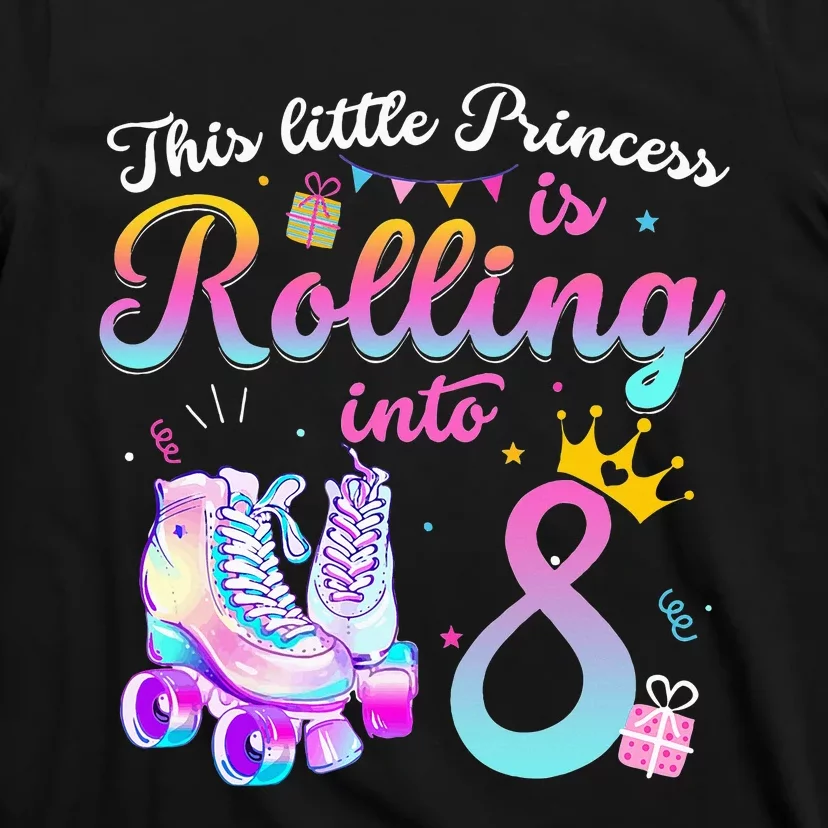 Roller Skate 8th Birthday 8 Year Old Girl Party Outfit T-Shirt