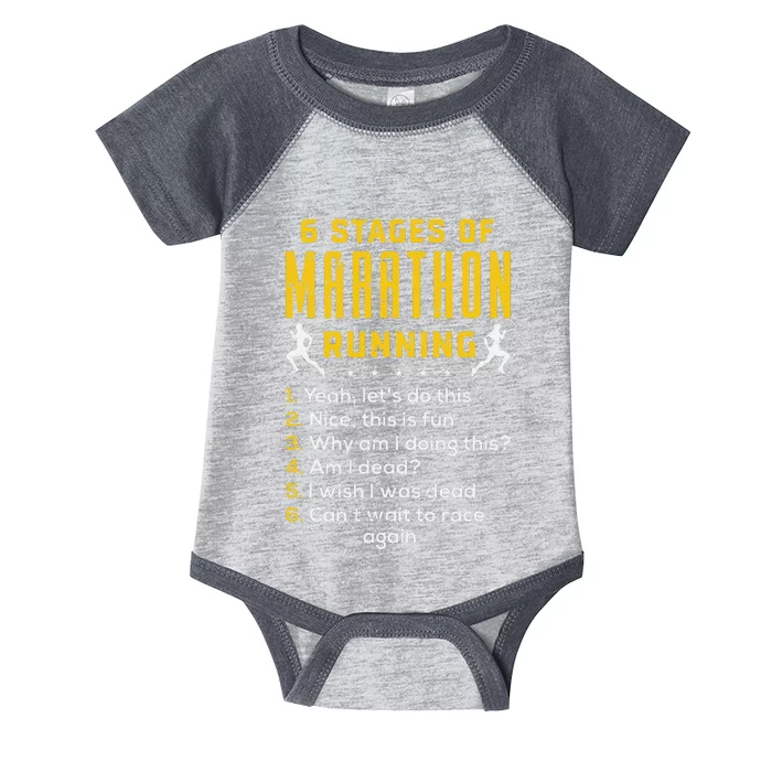 Runner Sport Athlete 6 Stages Of Marathon Running Infant Baby Jersey Bodysuit