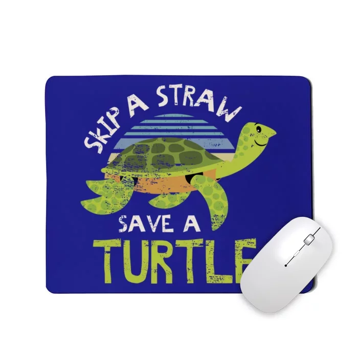 Retro Skip A Straw Save A Turtle Design Idea Green Gift Mousepad