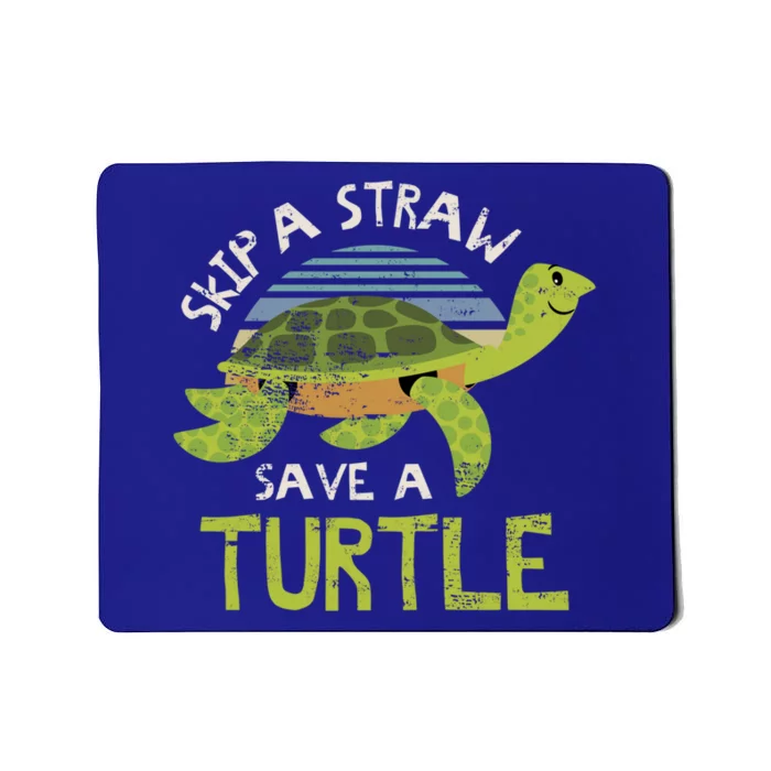 Retro Skip A Straw Save A Turtle Design Idea Green Gift Mousepad