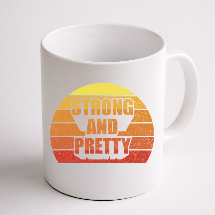 Retro Strong And Pretty Funny Gift Strong Gym Workout Vintage Gift Front & Back Coffee Mug