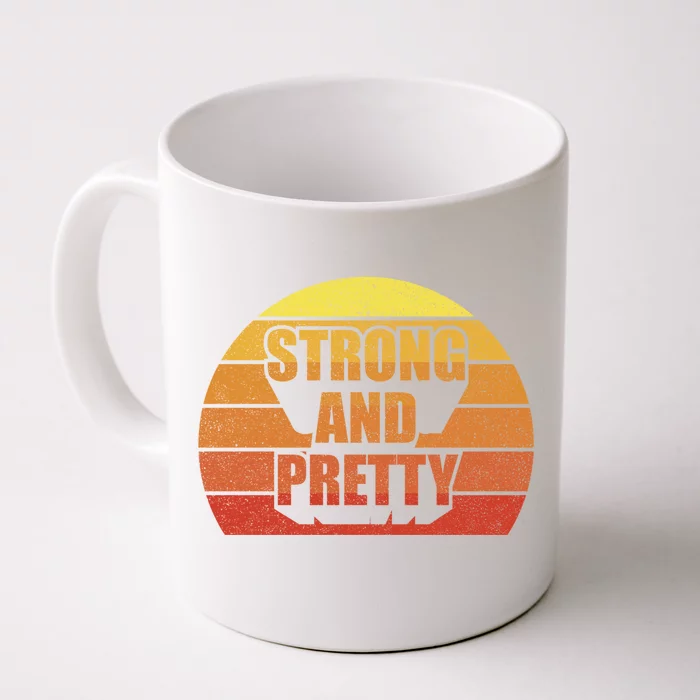 Retro Strong And Pretty Funny Gift Strong Gym Workout Vintage Gift Front & Back Coffee Mug