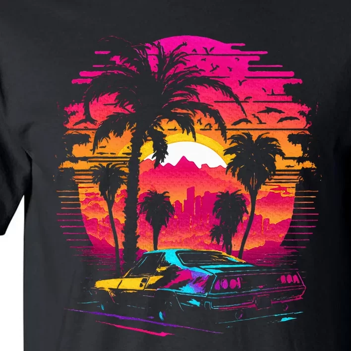 Retrowave Synthwave Aesthetic Sports Car 80s 90s Tall T-Shirt