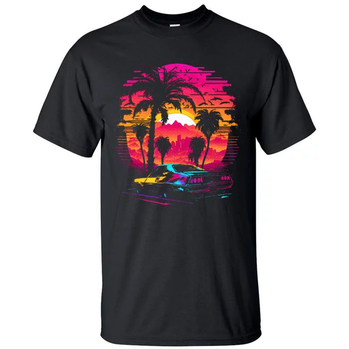 Retrowave Synthwave Aesthetic Sports Car 80s 90s Tall T-Shirt