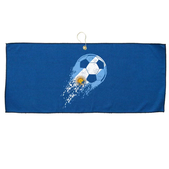 retro Soccer Argentinian Flag Pride Soccer Player Large Microfiber Waffle Golf Towel