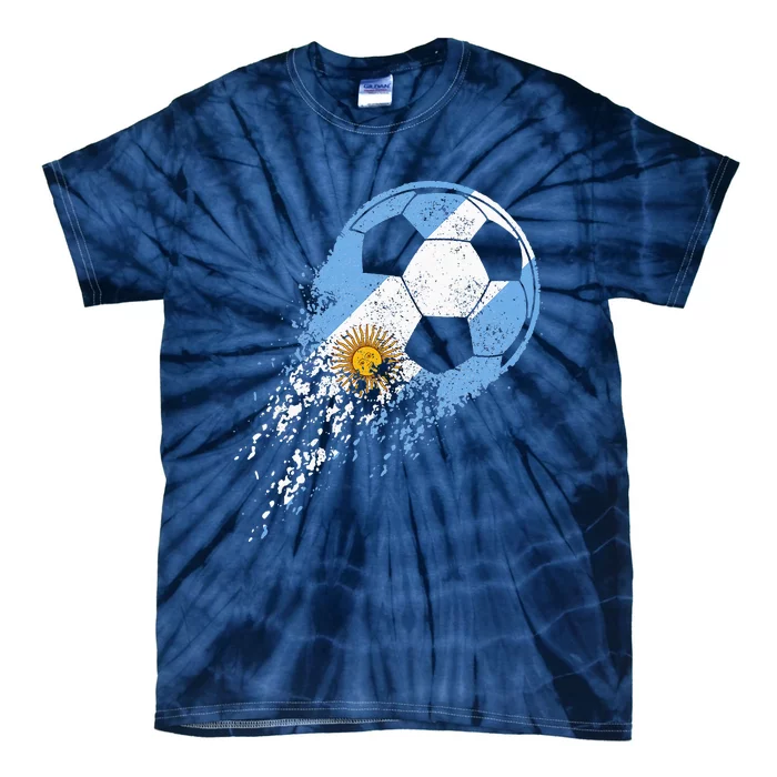 retro Soccer Argentinian Flag Pride Soccer Player Tie-Dye T-Shirt