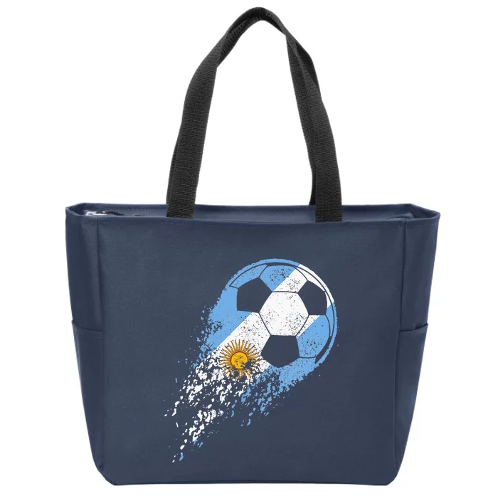 retro Soccer Argentinian Flag Pride Soccer Player Zip Tote Bag