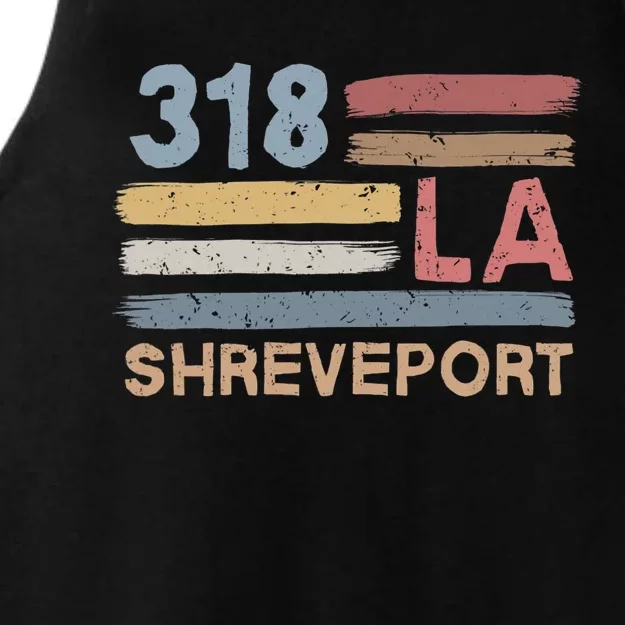 Retro Shreveport Area Code 318 Residents State Louisiana Ladies Tri-Blend Wicking Tank