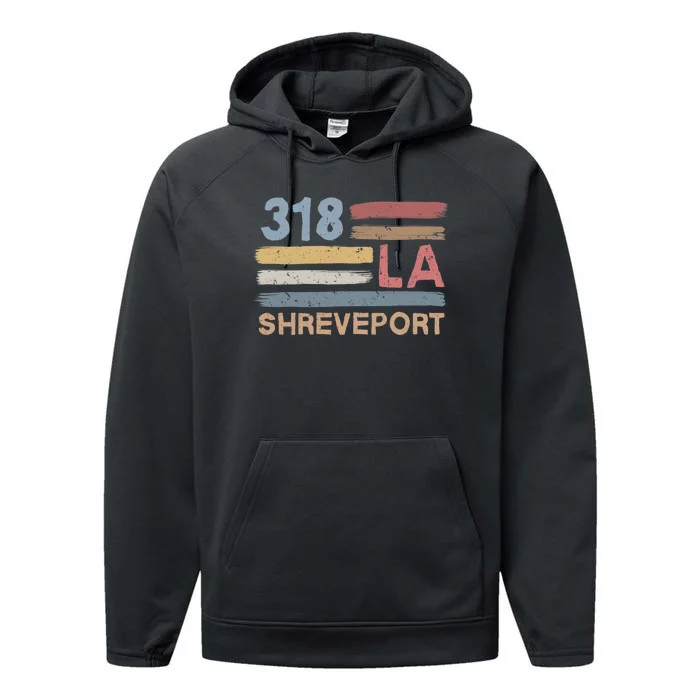 Retro Shreveport Area Code 318 Residents State Louisiana Performance Fleece Hoodie