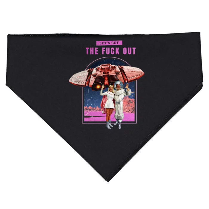 Retro Space Astronaut Couple Funny USA-Made Doggie Bandana