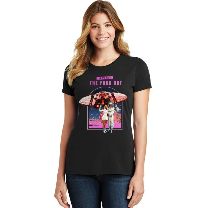 Retro Space Astronaut Couple Funny Women's T-Shirt