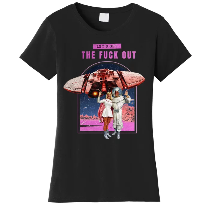 Retro Space Astronaut Couple Funny Women's T-Shirt