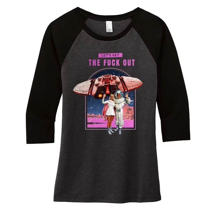 Retro Space Astronaut Couple Funny Women's Tri-Blend 3/4-Sleeve Raglan Shirt