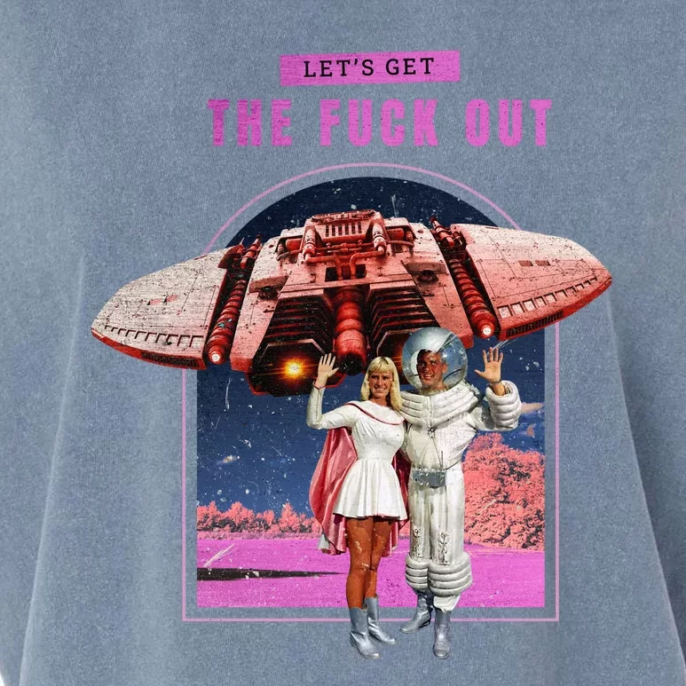 Retro Space Astronaut Couple Funny Garment-Dyed Women's Muscle Tee