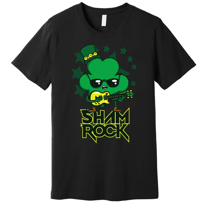 Rockstar Shamrock And Roll Funny St Patrick Day Vintage Premium T-Shirt