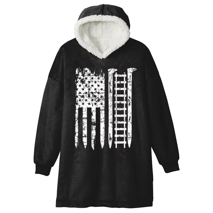 Railroad Spike American Flag Train Gift For Railway Workers Hooded Wearable Blanket