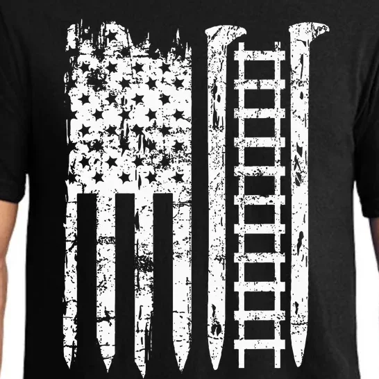 Railroad Spike American Flag Train Gift For Railway Workers Pajama Set