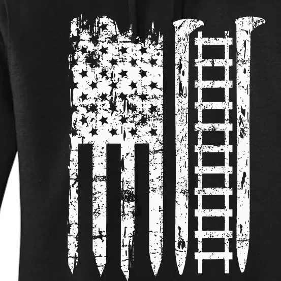 Railroad Spike American Flag Train Gift For Railway Workers Women's Pullover Hoodie