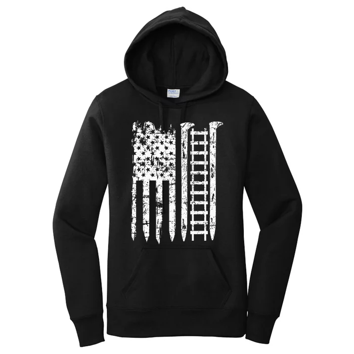 Railroad Spike American Flag Train Gift For Railway Workers Women's Pullover Hoodie