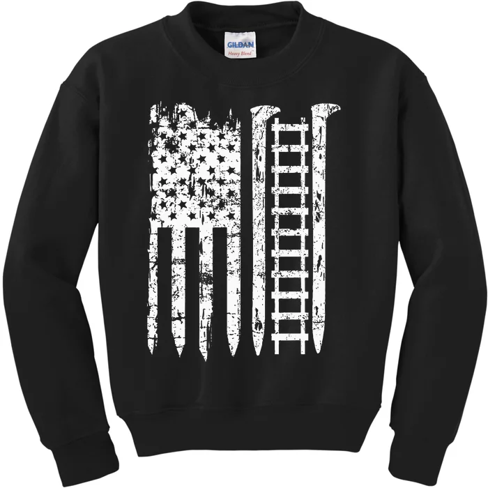 Railroad Spike American Flag Train Gift For Railway Workers Kids Sweatshirt