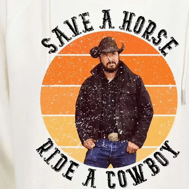 Retro Save A Horse Ride A Cow Western Country Cow Gift Womens Funnel Neck Pullover Hood