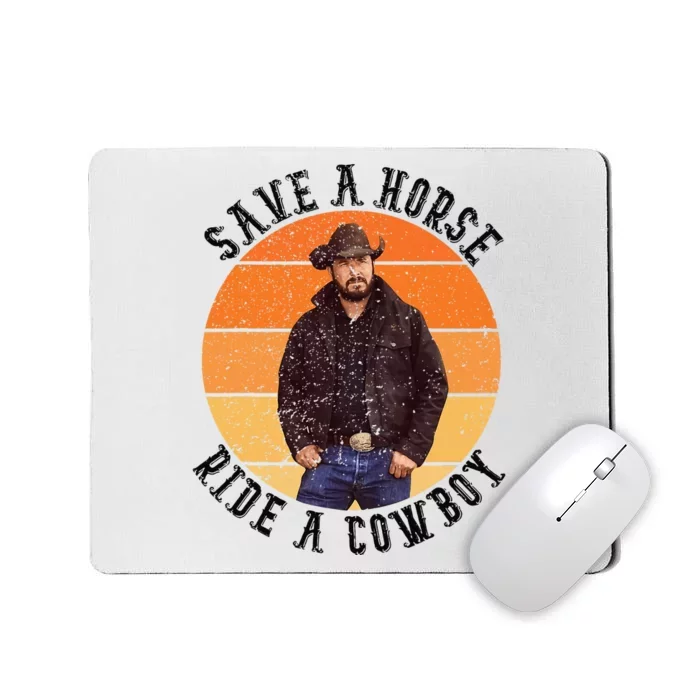 Retro Save A Horse Ride A Cow Western Country Cow Gift Mousepad