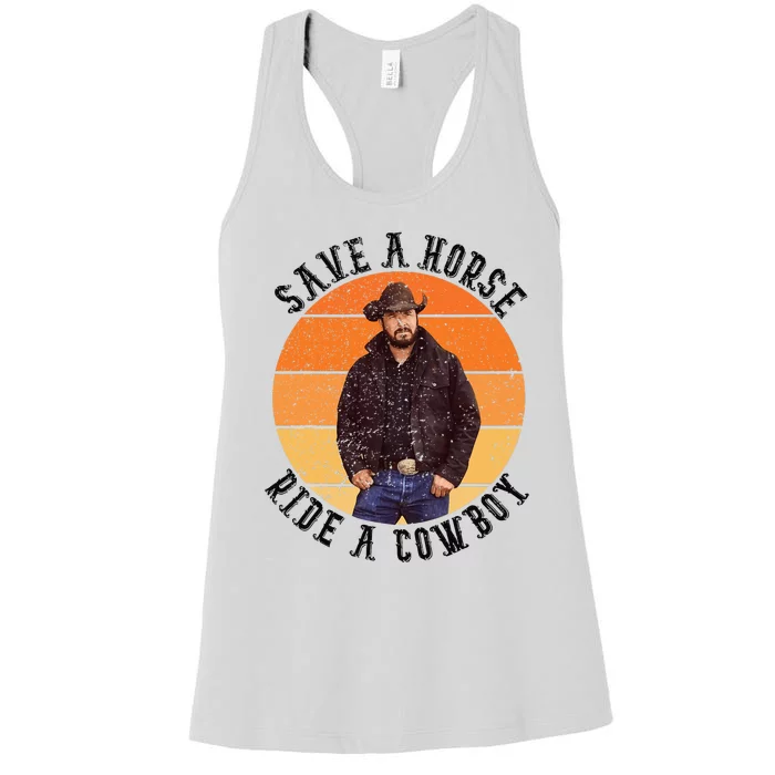 Retro Save A Horse Ride A Cow Western Country Cow Gift Women's Racerback Tank