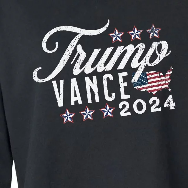 Retro Style American Flag Trump Vance 2024 Vice President Cropped Pullover Crew