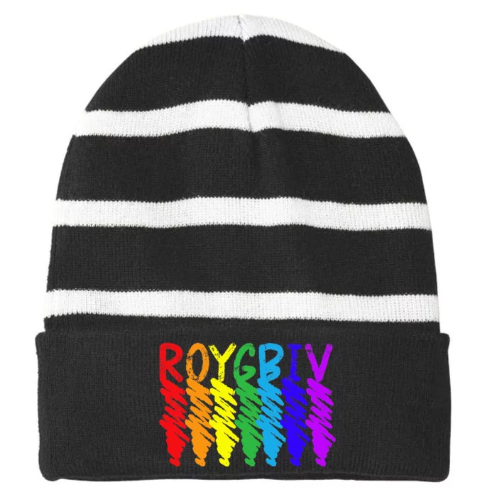 Roygbiv Sketchy Art Teacher Artist Painter Painting Striped Beanie with Solid Band